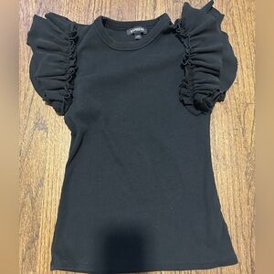 Black ruffle sleeve shirt